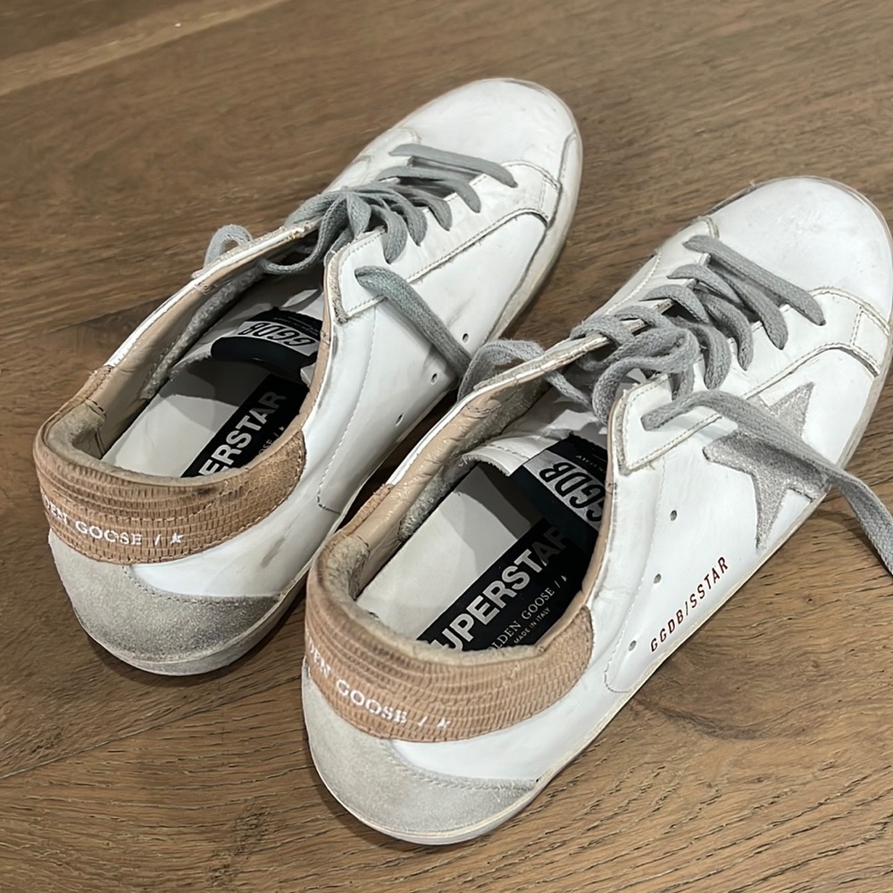 GOLDEN GOOSE Exclusive White & Brown Super-Star Classic Sneakers